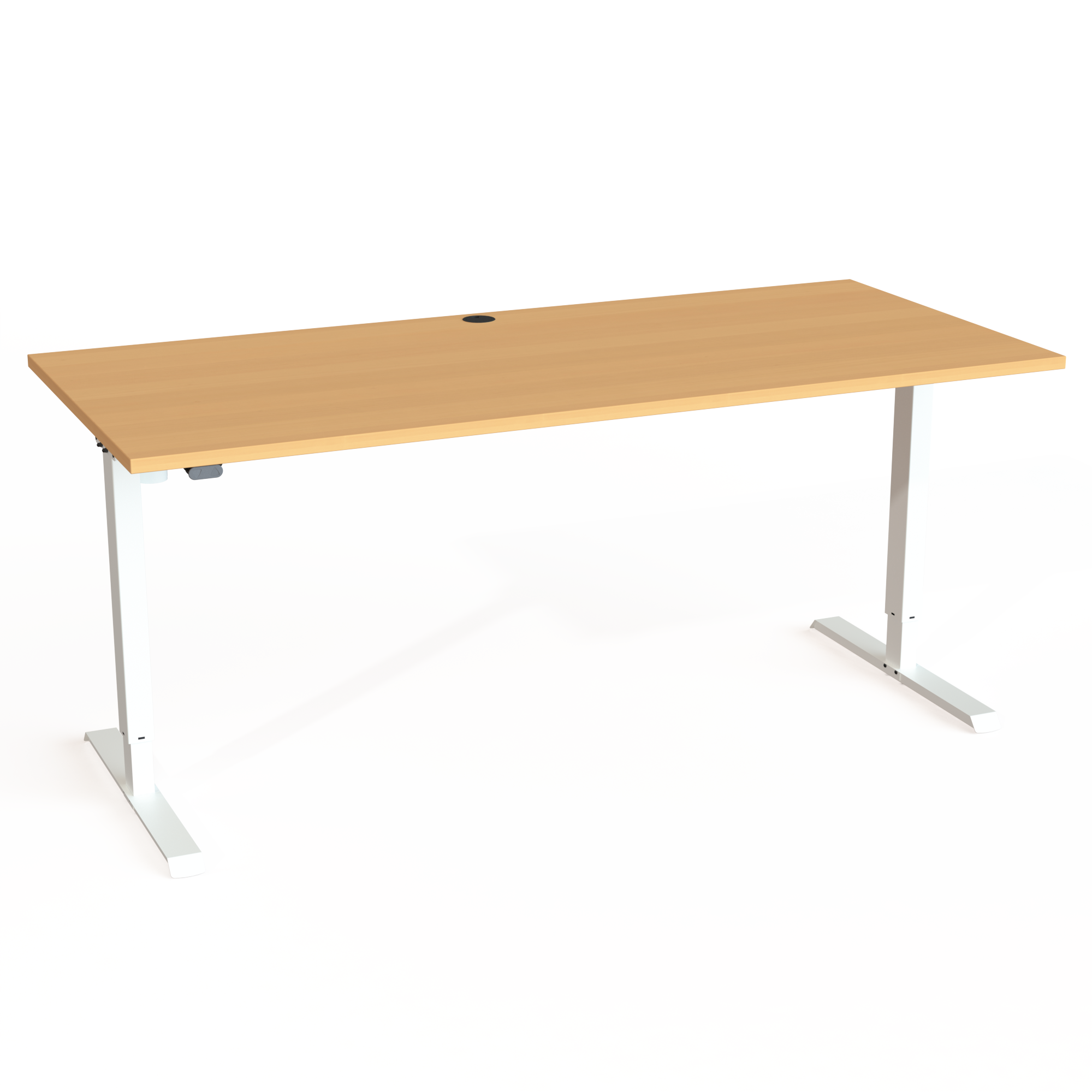 Schreibtisch steh/sitz | 180x80 cm | Buche mit weißem Gestell