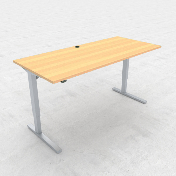 Schreibtisch steh/sitz | 180x80 cm | Buche mit grauem Gestell