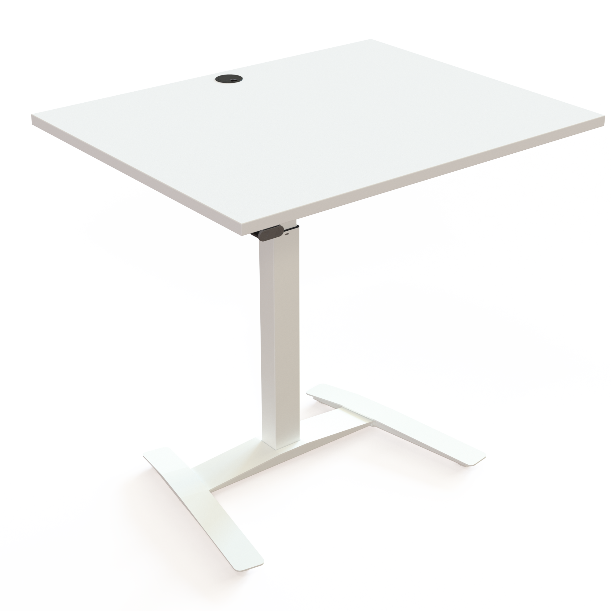 Schreibtisch steh/sitz | 100x80 cm | Weiß mit weißem Gestell