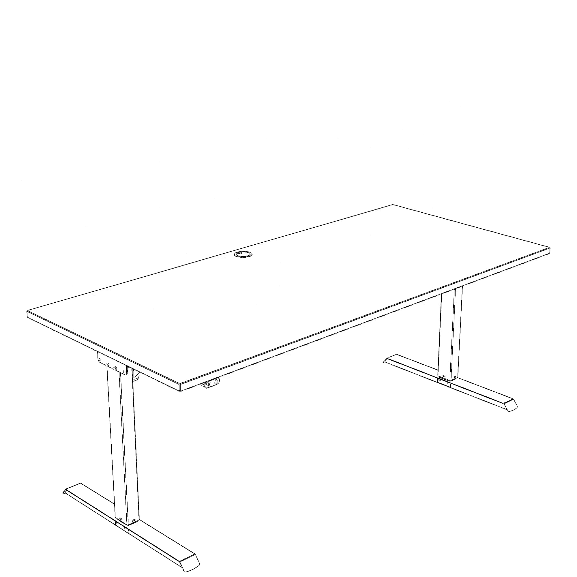 Schreibtisch steh/sitz | 180x80 cm | Weiß mit weißem Gestell