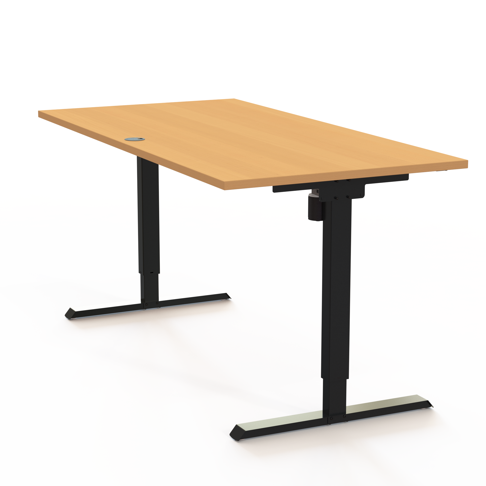 Schreibtisch steh/sitz | 160x80 cm | Buche mit schwarzem Gestell
