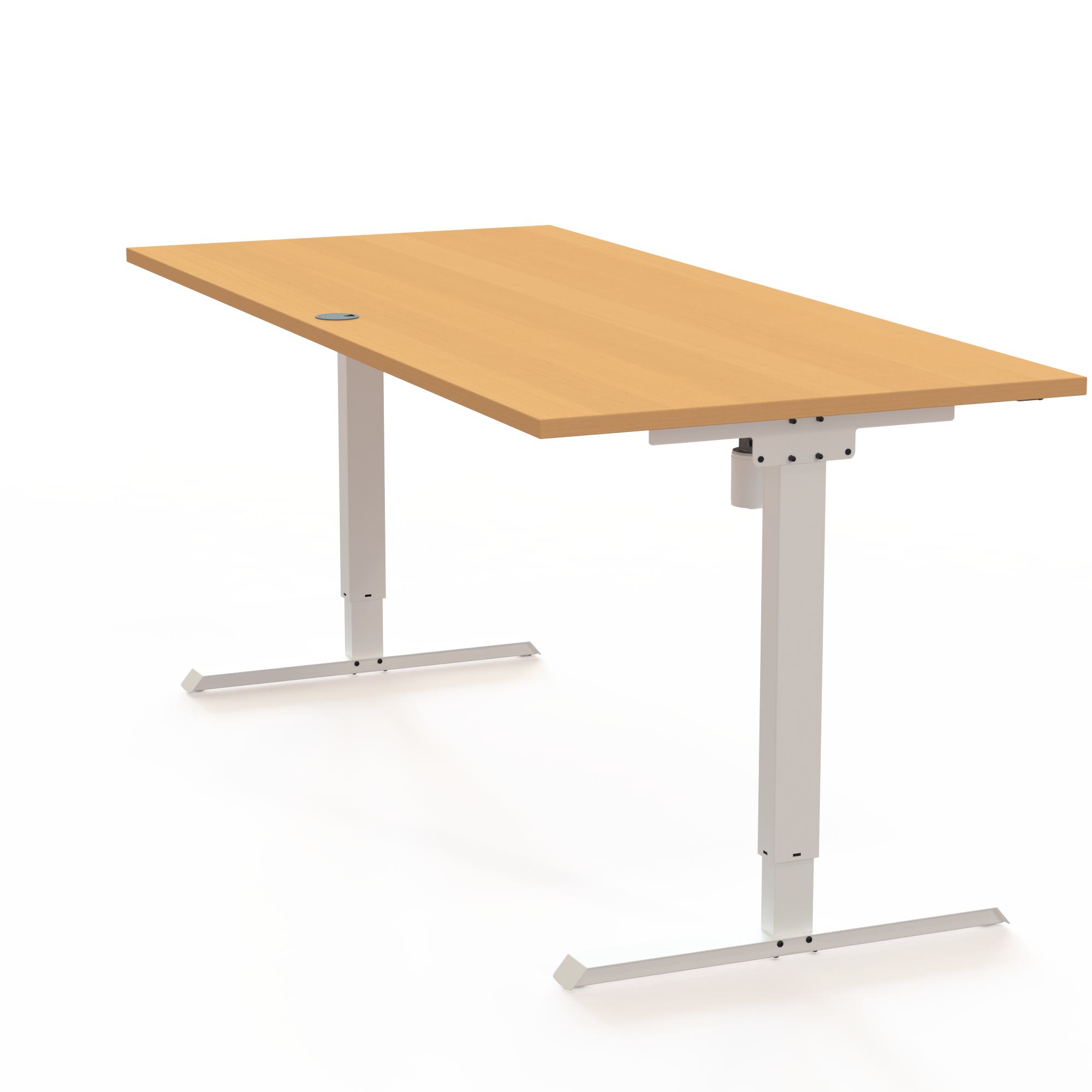 Schreibtisch steh/sitz | 180x80 cm | Buche mit weißem Gestell