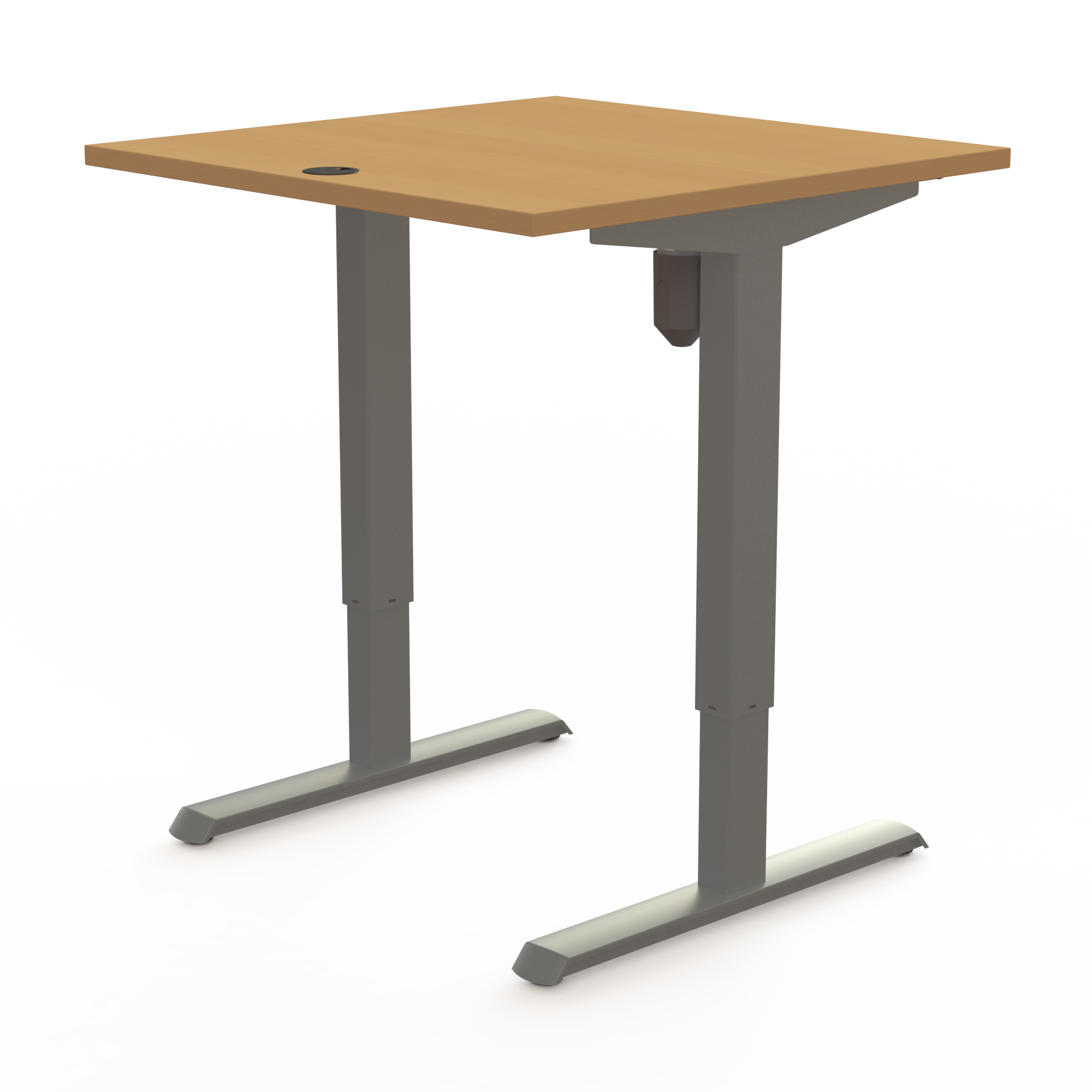 Schreibtisch steh/sitz | 80x80 cm | Buche mit silbernem Gestell