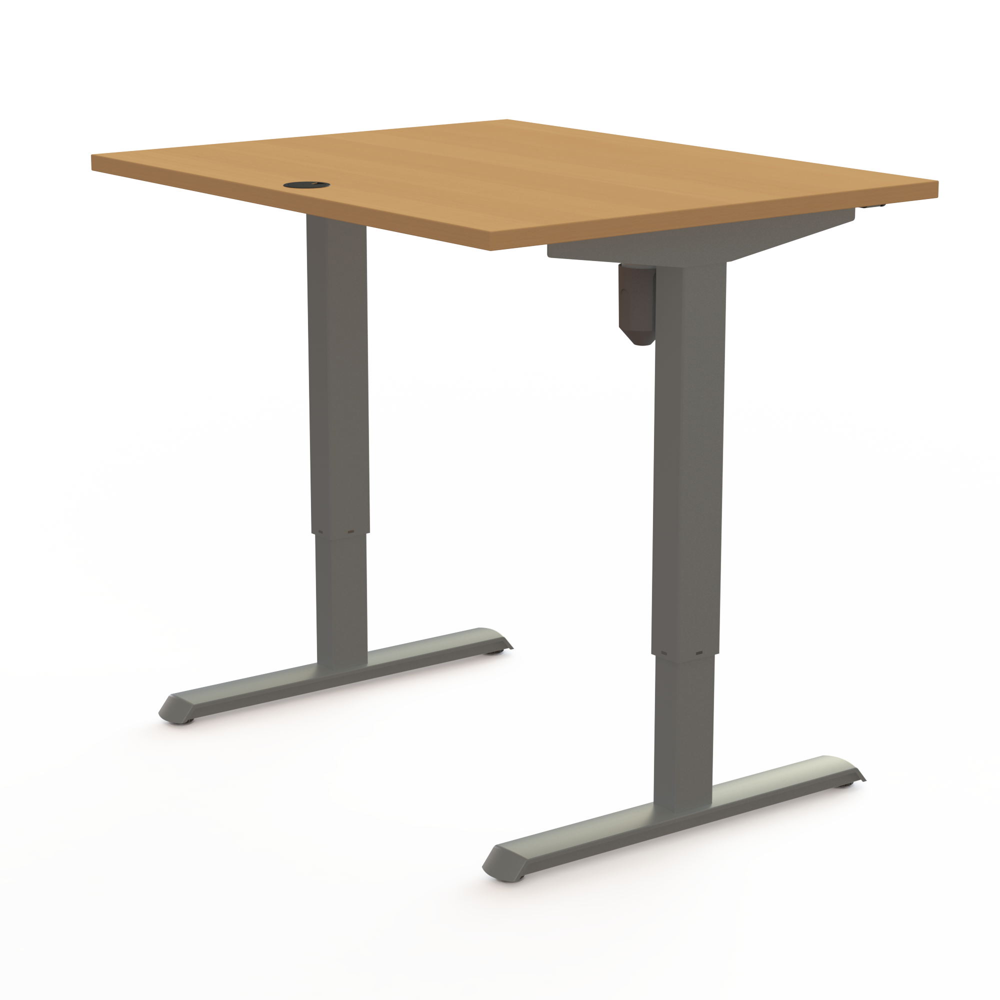Schreibtisch steh/sitz | 100x80 cm | Buche mit silbernem Gestell