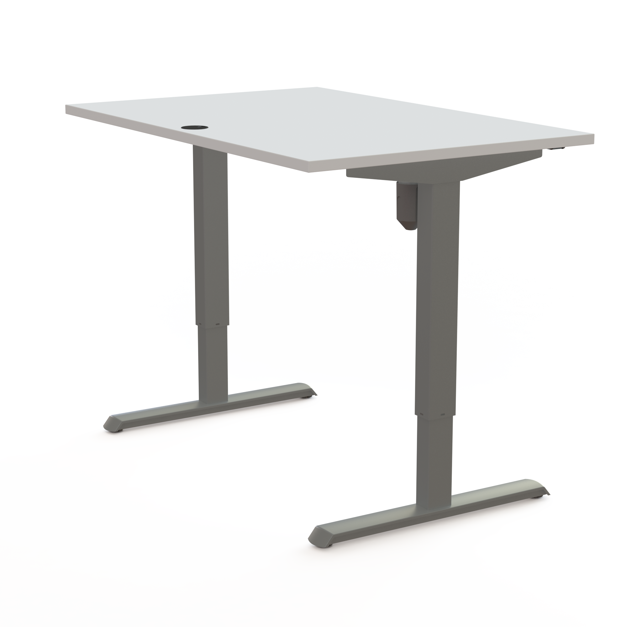 Schreibtisch steh/sitz | 120x80 cm | Weiß mit silbernem Gestell