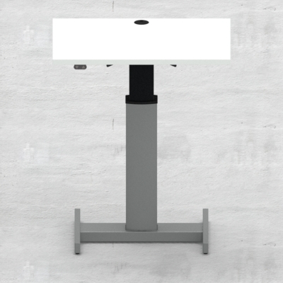 Schreibtisch steh/sitz | 80x60 cm | Weiß mit silbernem Gestell
