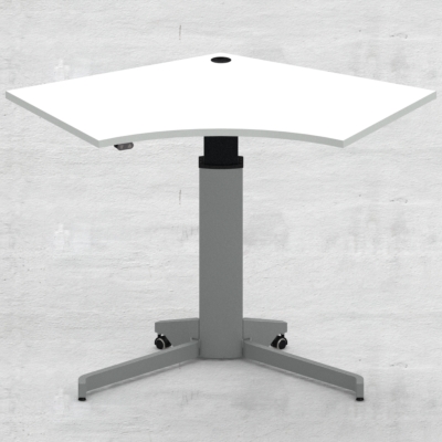 Schreibtisch steh/sitz | 138x92 cm | Weiß mit silbernem Gestell