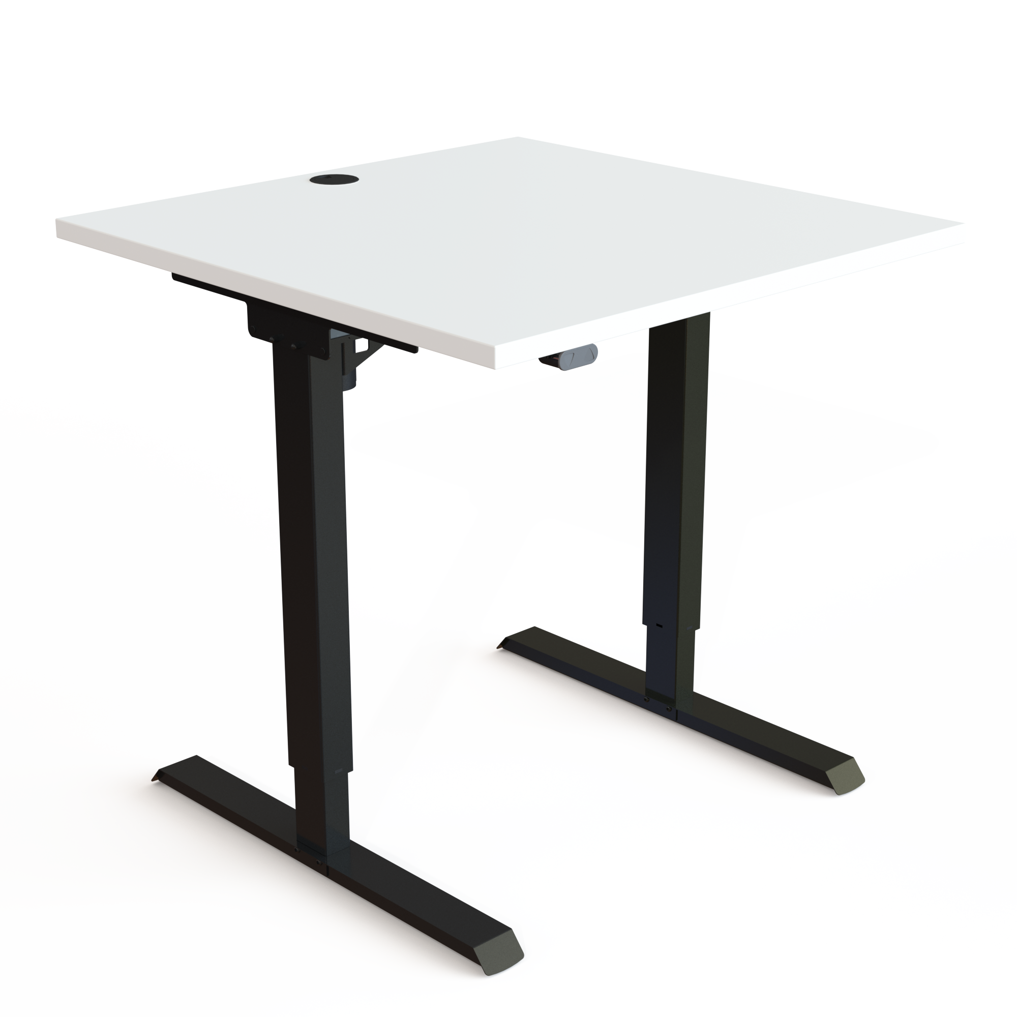 Schreibtisch steh/sitz | 80x80 cm | Weiß mit schwarzem Gestell