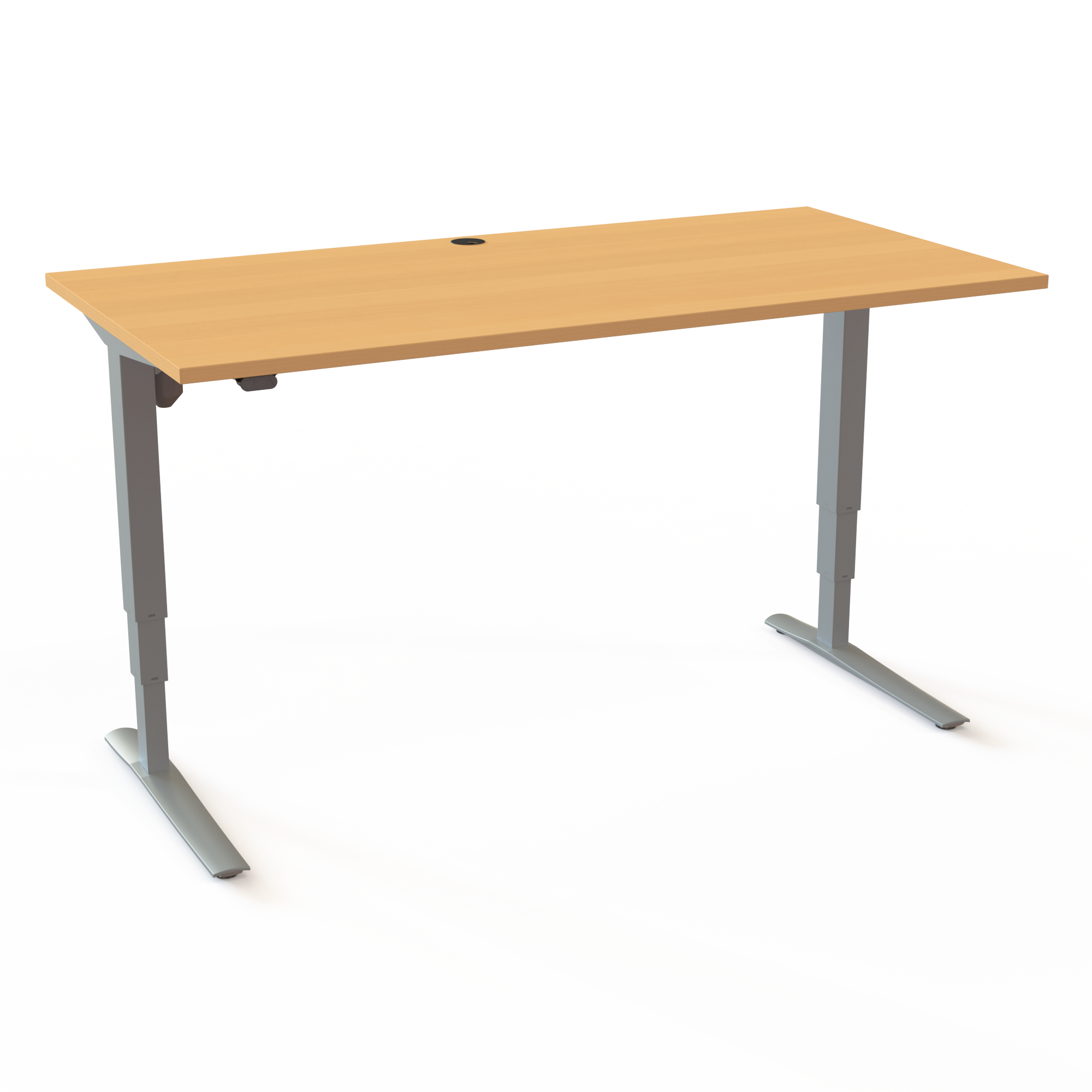 Schreibtisch steh/sitz | 160x80 cm | Buche mit silbernem Gestell