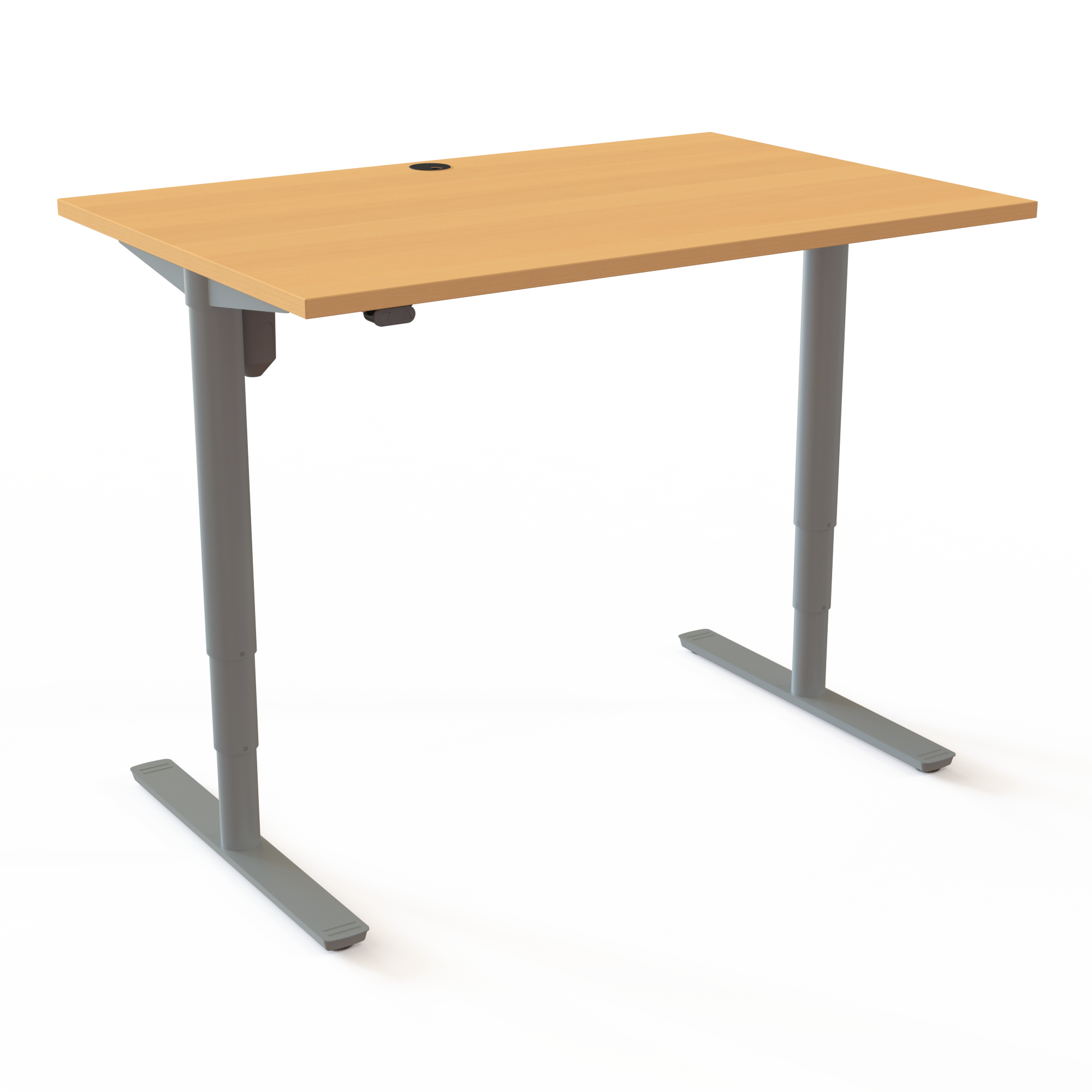 Schreibtisch steh/sitz | 120x80 cm | Buche mit silbernem Gestell