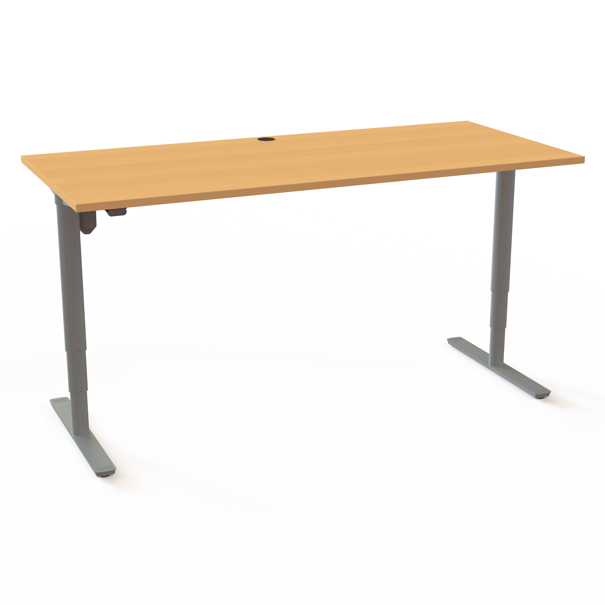 Schreibtisch steh/sitz | 180x80 cm | Buche mit silbernem Gestell