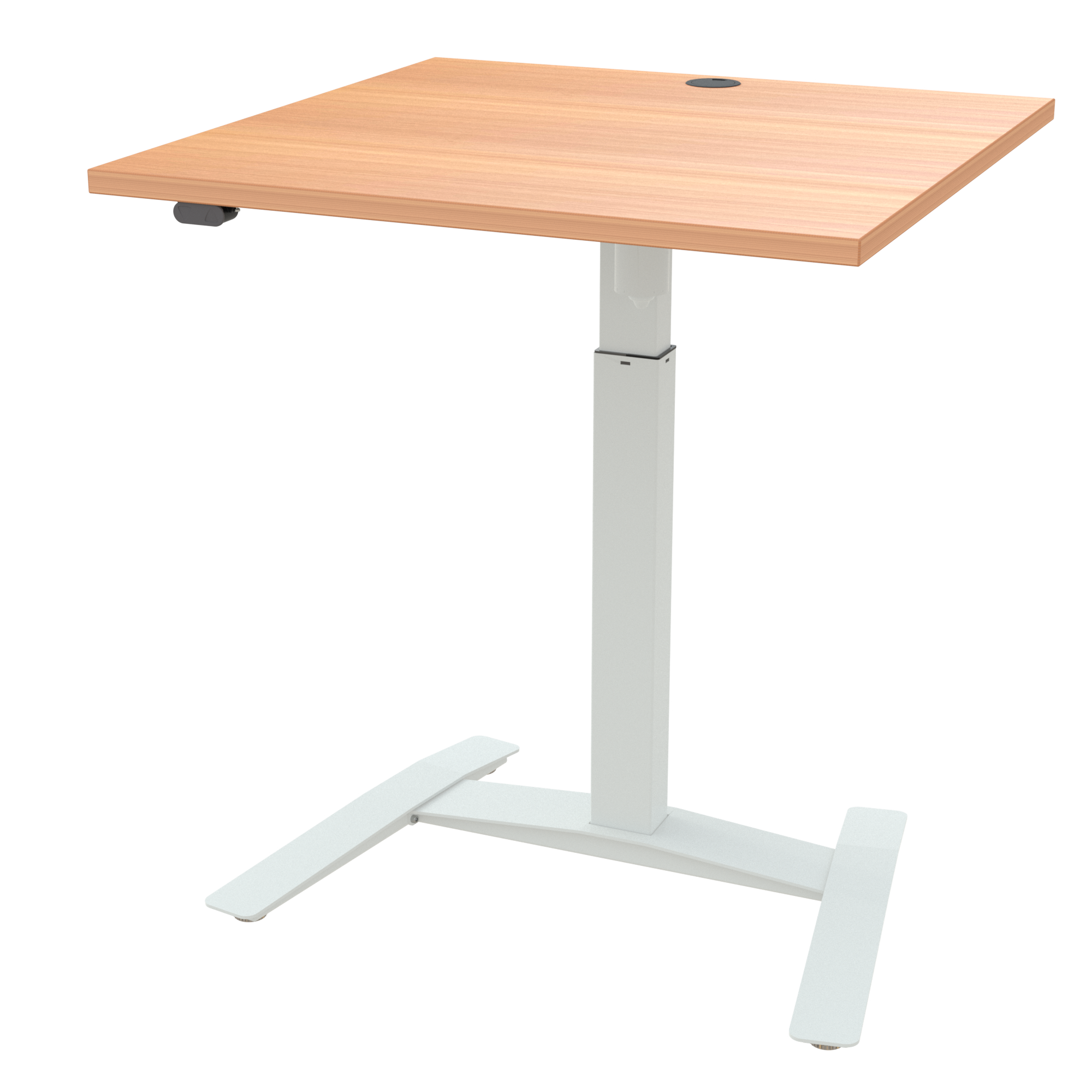 Schreibtisch steh/sitz | 80x80 cm | Buche mit weißem Gestell