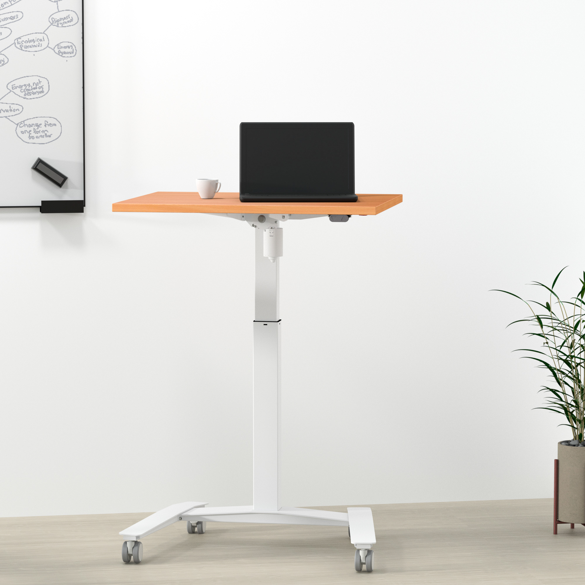 Schreibtisch steh/sitz | 80x60 cm | Buche mit weißem Gestell
