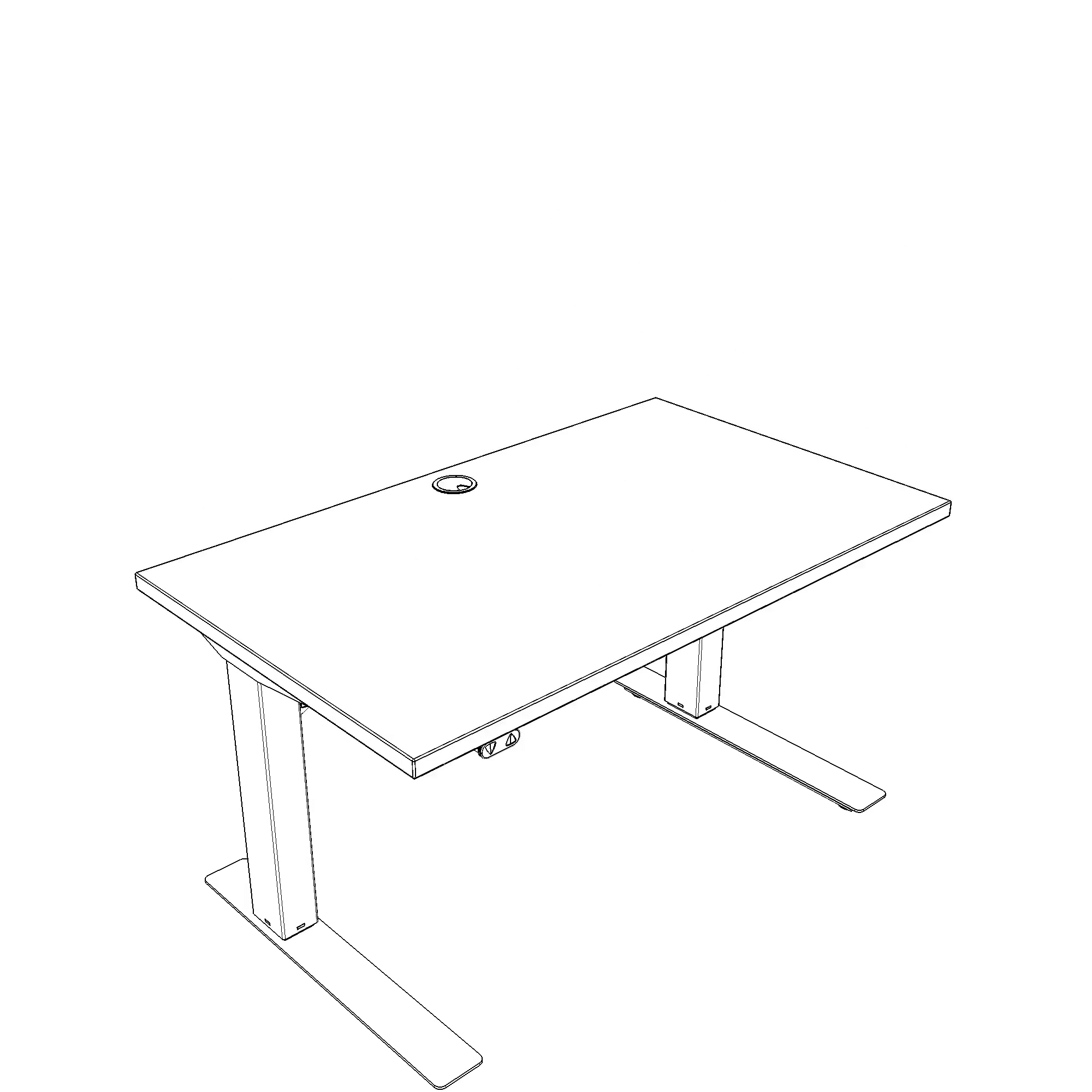 Schreibtisch steh/sitz | 100x60 cm | Buche mit silbernem Gestell