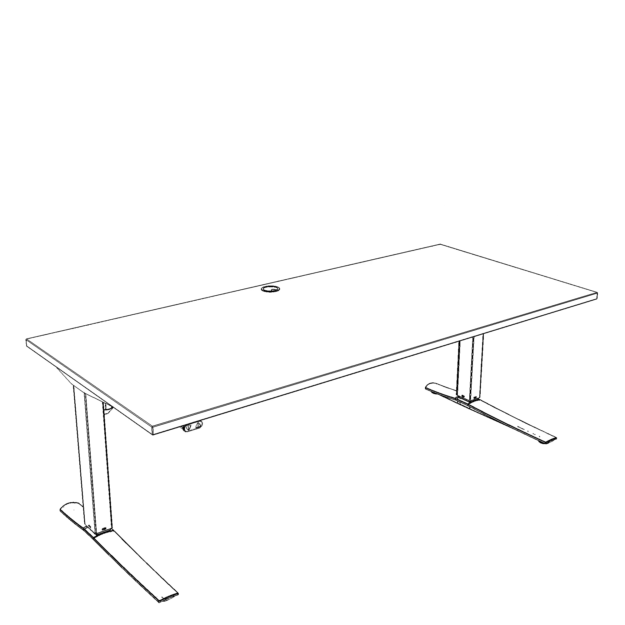 Schreibtisch steh/sitz | 160x80 cm | Nussbaum mit silbernem Gestell