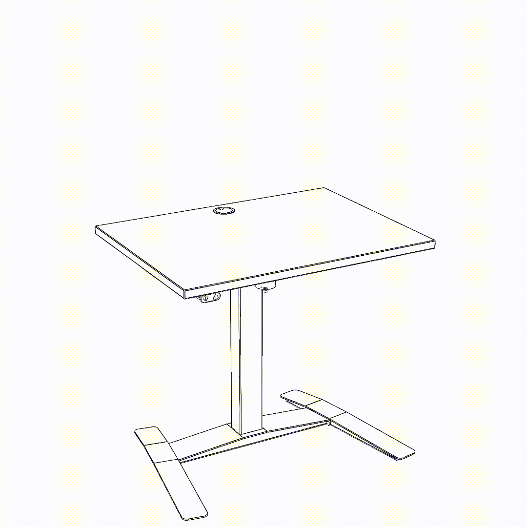 Schreibtisch steh/sitz | 100x80 cm | Buche mit weißem Gestell