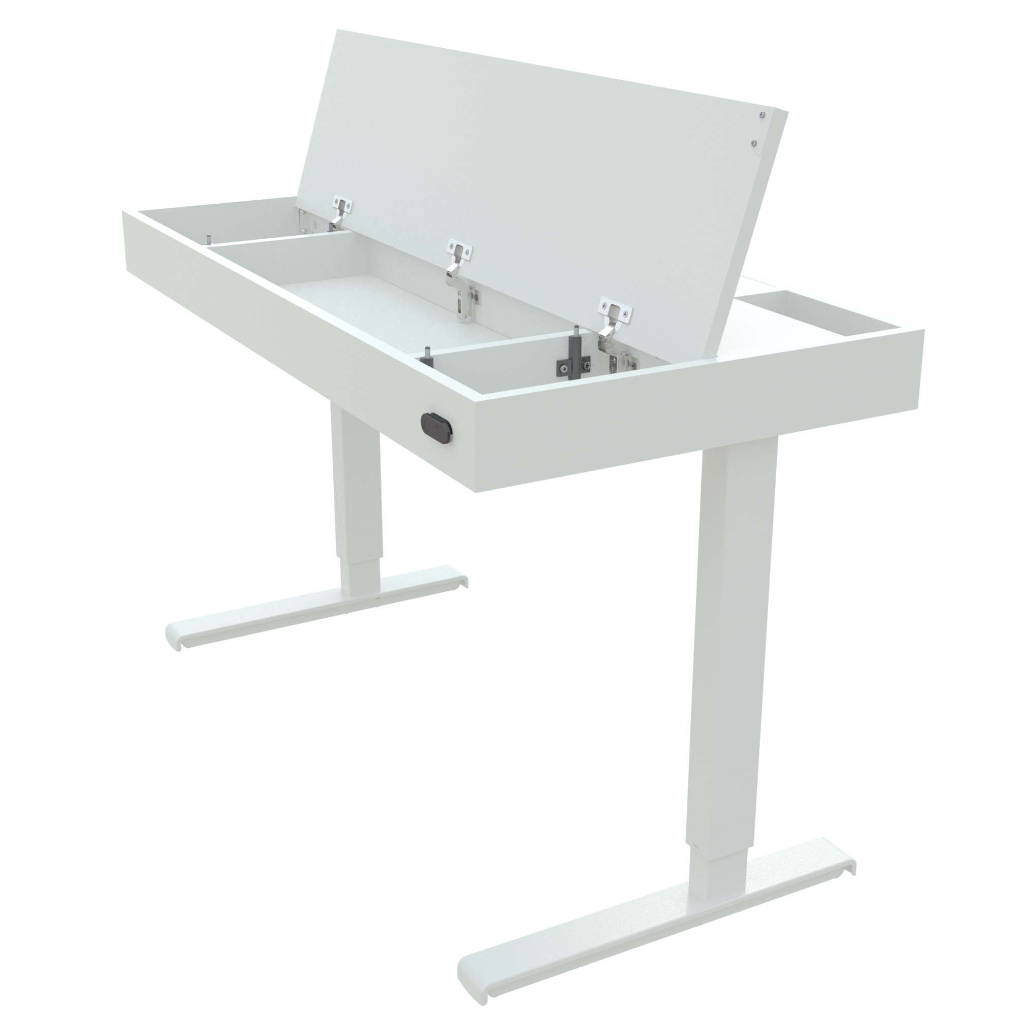 Schreibtisch steh/sitz | x cm |  mit weißem Gestell