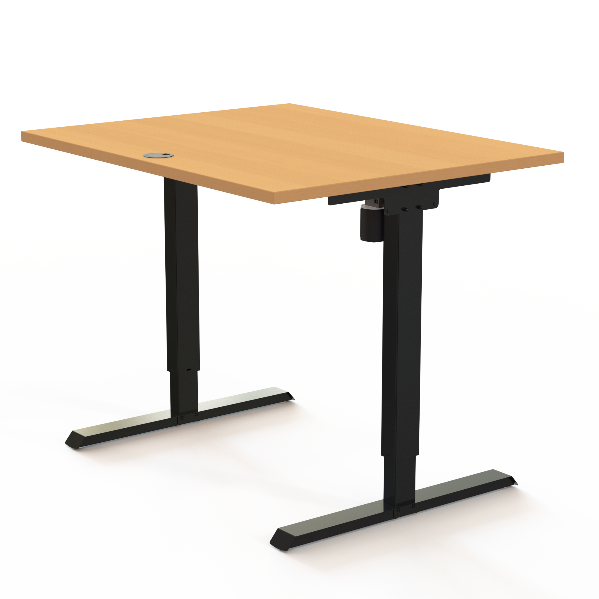 Schreibtisch steh/sitz | 100x80 cm | Buche mit schwarzem Gestell