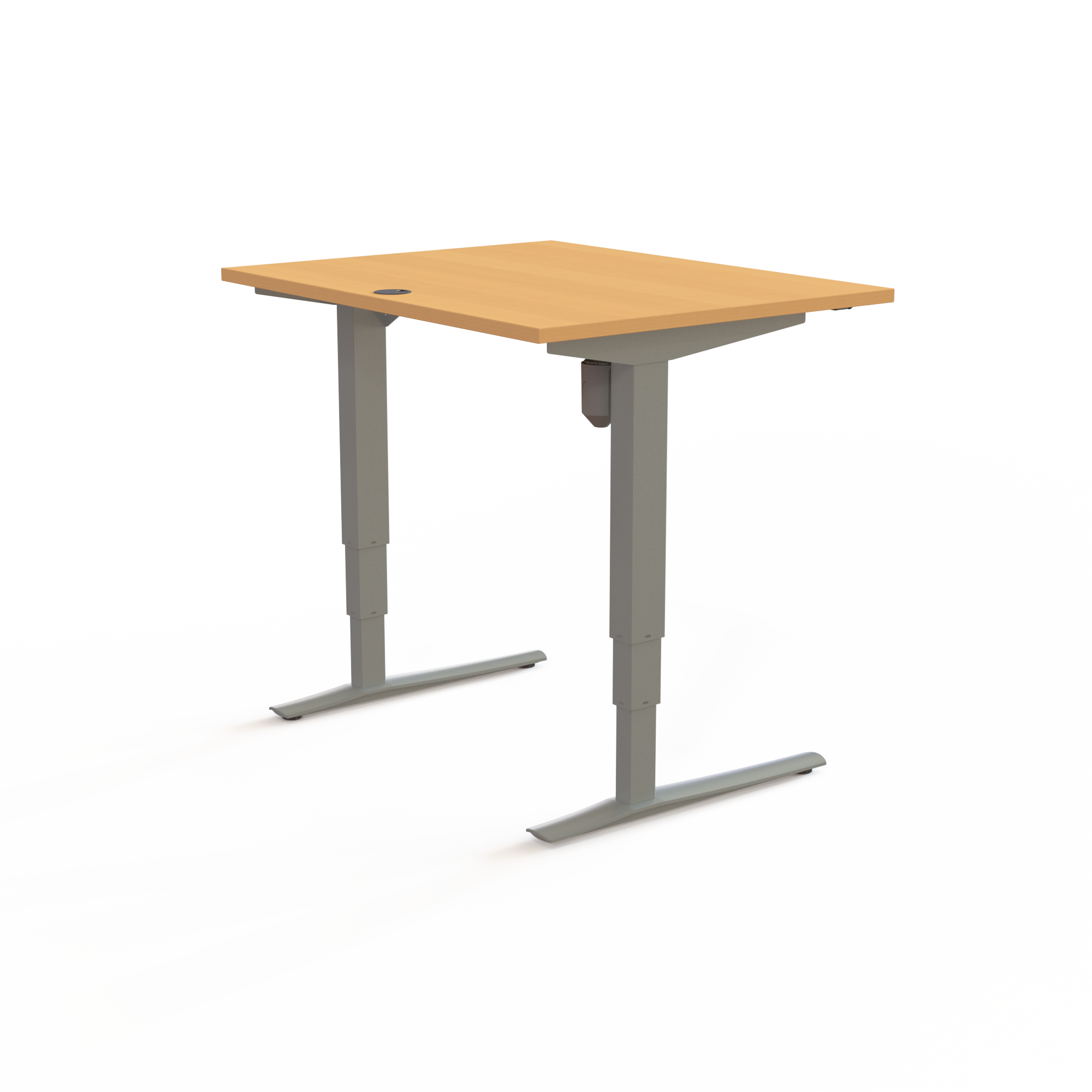 Schreibtisch steh/sitz | 100x80 cm | Buche mit silbernem Gestell
