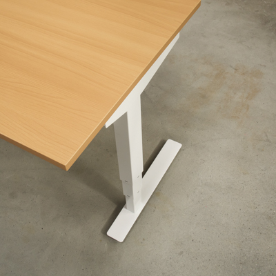 Schreibtisch steh/sitz | 100x60 cm | Buche mit weißem Gestell